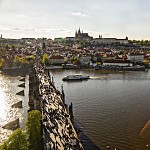 Observation on Vltava river from old town Bridge Tower.